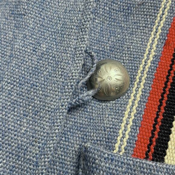 Vintage 1940s Chimayo Blanket Ganscraft Jacket Coat Wool Southwest Native Blue - Picture 4 of 16